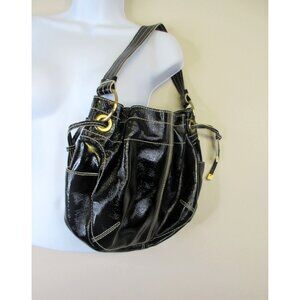 Talbots Womens Handbag HOBO Black Leather Shoulder Bag Pockets VINTAGE Purse